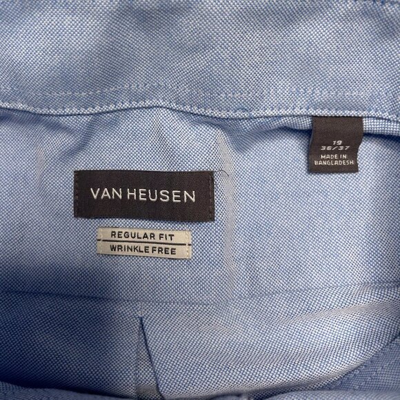 Van Heusen Size 19 36/37 Blue Regular Fit Wrinkle Free Long Sleeved Dres… - Picture 4 of 8